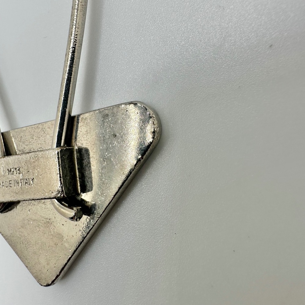 Authentic Prada Triangle Logo Key Ring Keychain Yellow Enamel Silver Tone - Picture 9 of 11